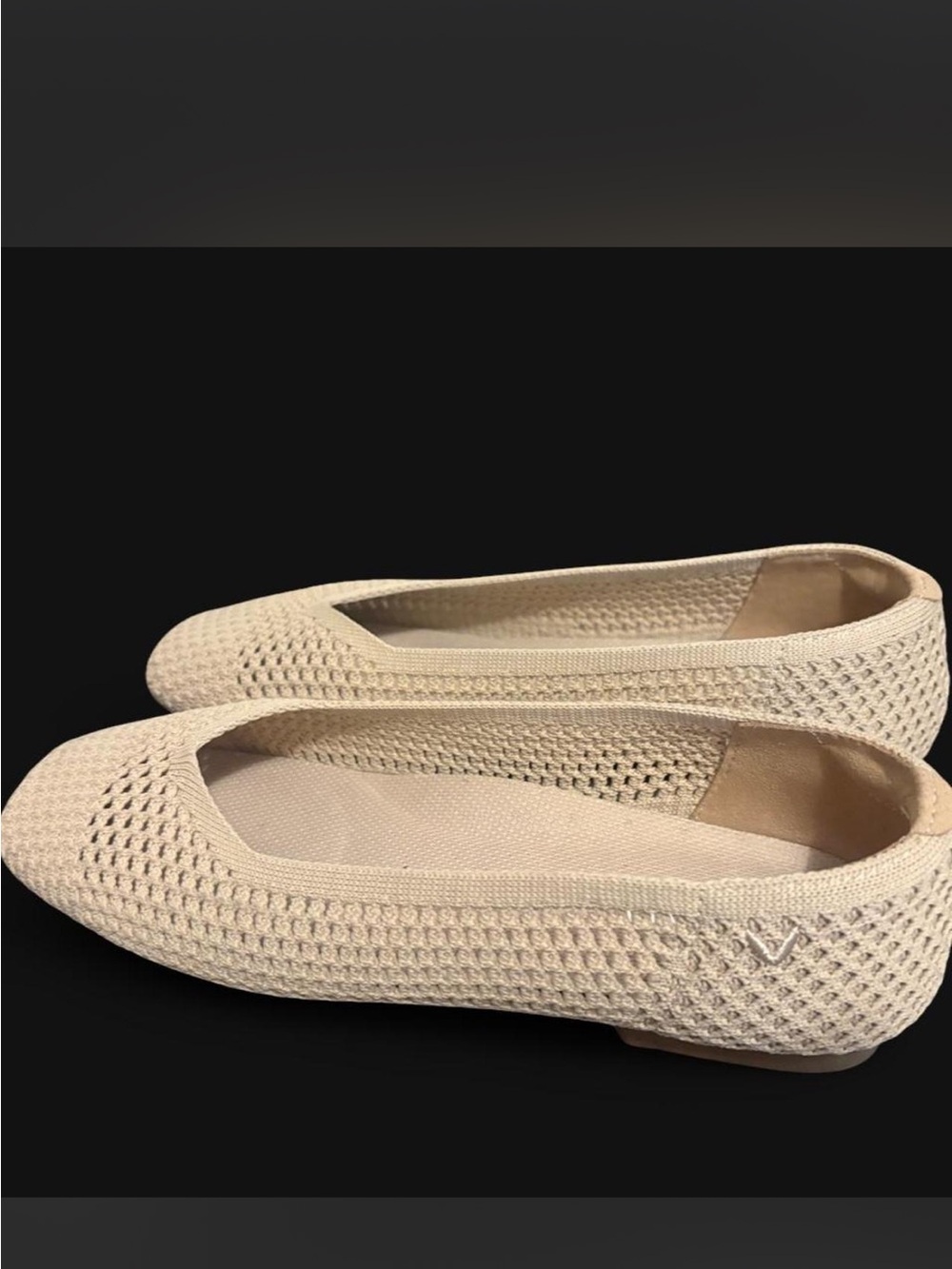 Vivaia Knit Slip-On Ballet Flats in Cream